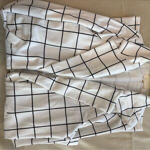 White and Black Grid Blazer